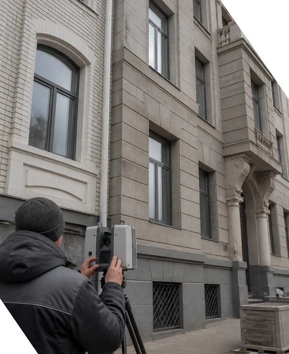 Лазерное сканирование фасадов зданий для обследования в Бердске